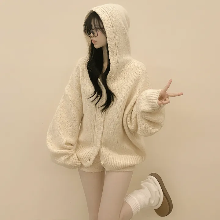 [폭닥~/귀여움🧸] 오버핏 파스텔 도톰 니트 후드가디건 봄신상 빅사이즈 상세 이미지 8