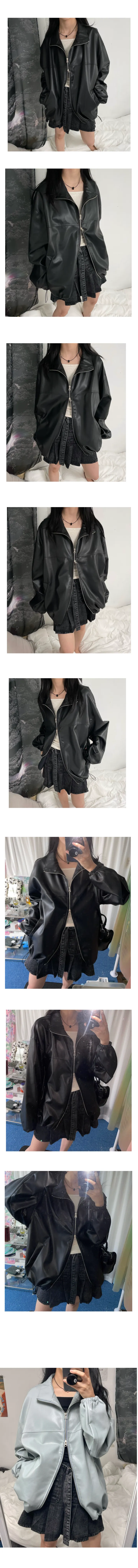 2way balloon leather jacket 상세 이미지 5
