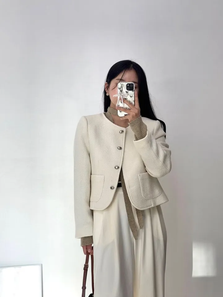 [봄신상할인💛/고퀄] 비엔느 트위드 노카라 울 자켓 (3color) 상세 이미지 23