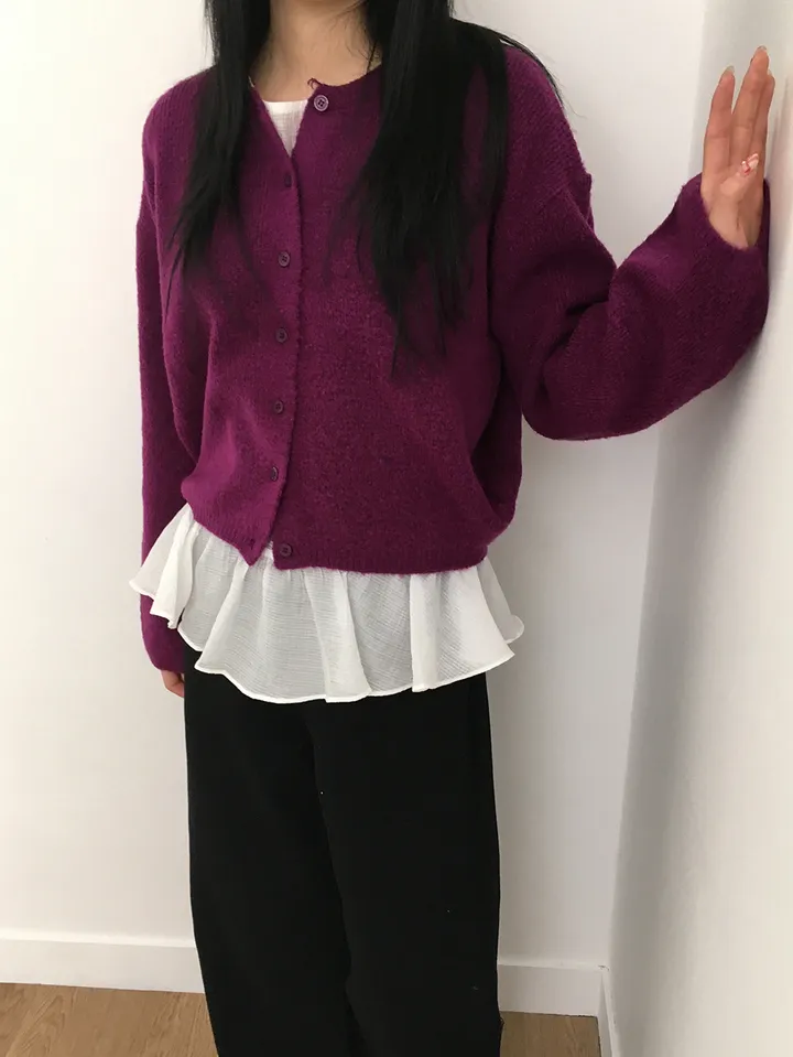 MD픽💜 엘가 라운드 세미크롭 니트 가디건(9color) 상세 이미지 16