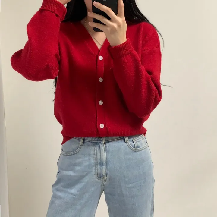 [7컬러/도톰해요!] 촘촘한 짜임의 데일리 브이넥 니트 가디건 상세 이미지 4