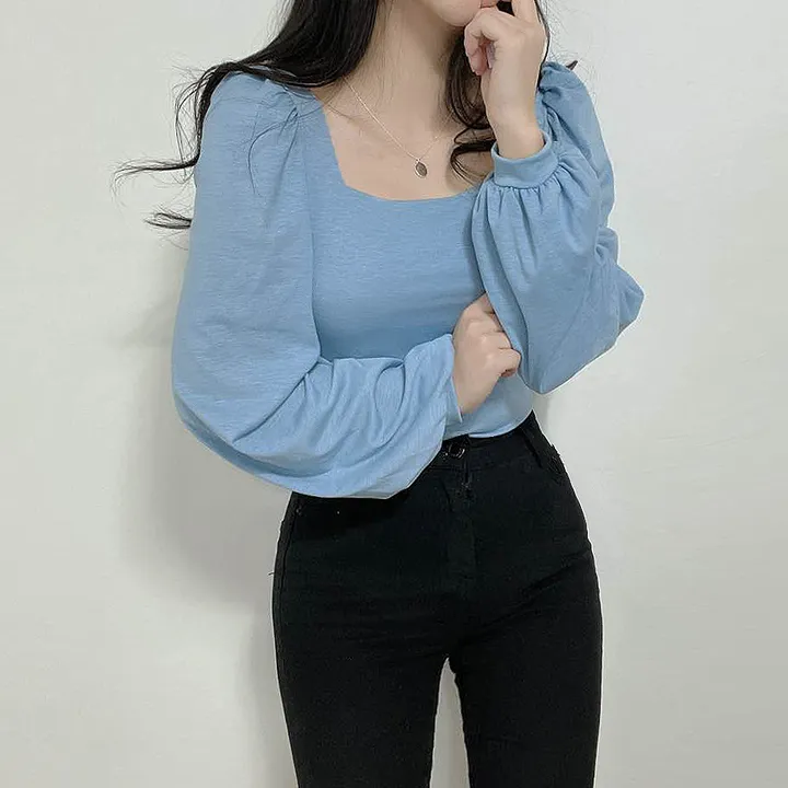 [속옷비침X!묶음할인]여리글램 퍼프 모어 스퀘어 반크롭 긴팔T 4col 상세 이미지 20