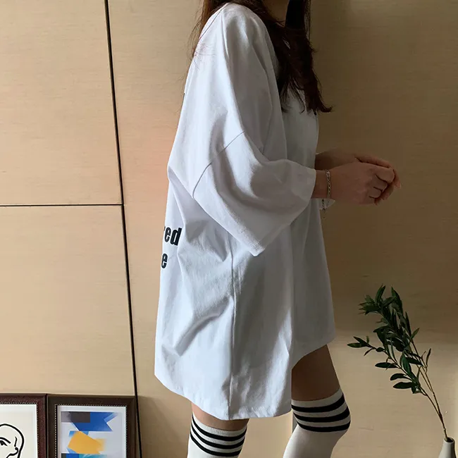 (🚀당일출발!/남여공용/빅사이즈) 루즈핏 오버 레터링 패치 반팔 티셔츠 3color 상세 이미지 7