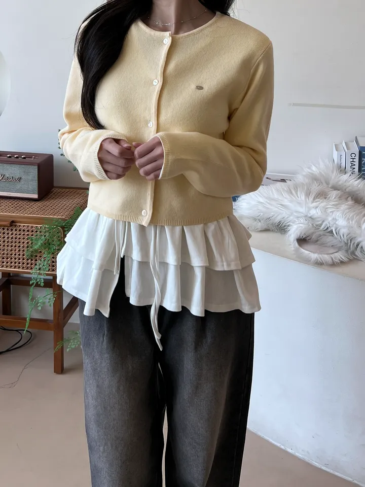 [당일출고🚀/문의폭주] 브이넥 꾸안꾸 여리핏 심볼 레이어드 베이직 봄 여름 가을 아우터 긴팔 니트 가디건 상세 이미지 14