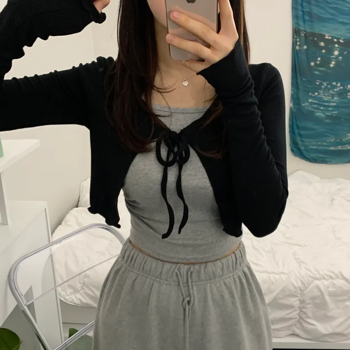 ribbon crop frill bolero (5color) 상세 이미지 3
