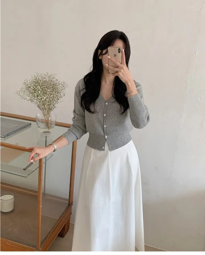 [봄신상/베이직/데일리] 빌리 브이넥가디건 7color 핑크그레이노랑 시보리 여리 니트 상세 이미지 19