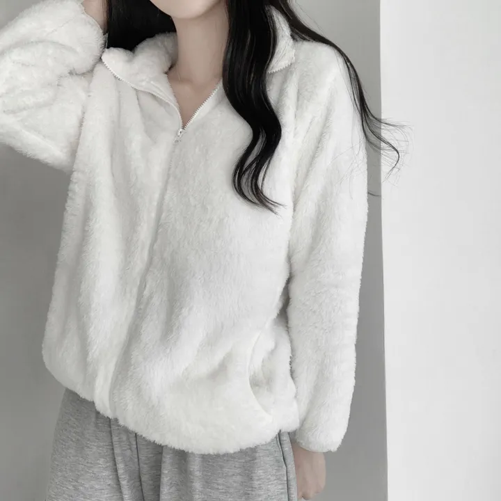 당일발송❤‍🔥[포근해☁️] 뭉게뭉게 구름이 빅사이즈 오버핏 양털 후리스 집업 가디건 (남녀공용/커플집업) 상세 이미지 4