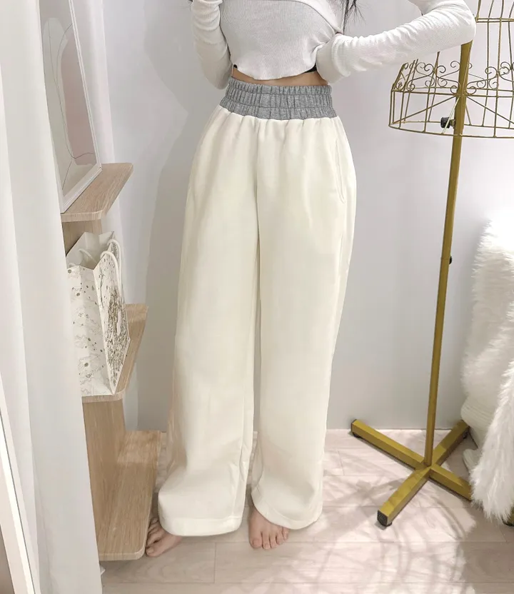 *2way [주머니배색 포인트!] 패트 배색 밴딩 힙 와이드 롱 트레이닝팬츠 롱팬츠 - 4color 상세 이미지 21
