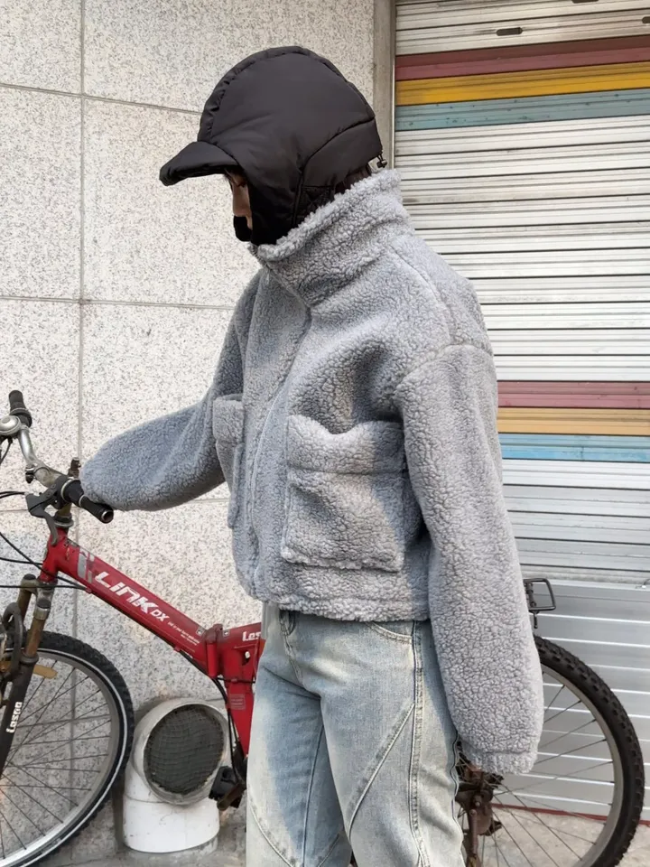 [iam테디베어]뽀글이 플리스 덤블자켓 후리스 양털점퍼 뽀글이자켓 4colors 오버핏 겨울아우터 힙 양털 집업 안감내장 자켓 상세 이미지 24