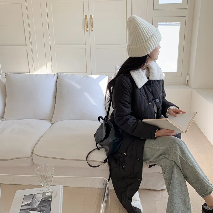 [당일출고/고퀄💯] 안감전체퍼 퍼카라 누빔 밍크 롱패딩 코트,2color 상세 이미지 18