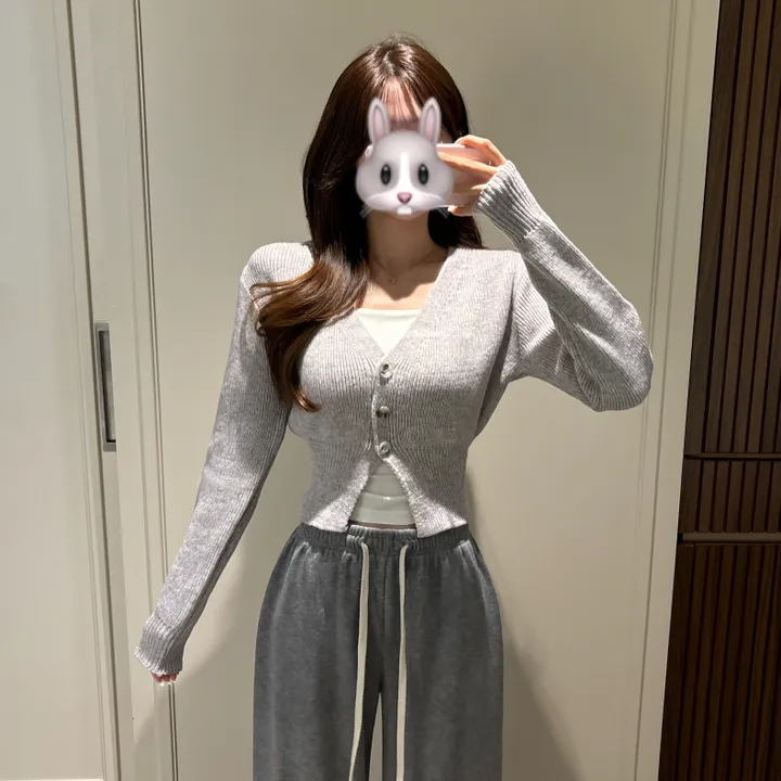 [허리잘록/크롭] 브이넥 울 크롭 가디건 봄겨울신상 봄가디건 (4color) 상세 이미지 2