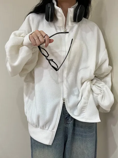 후리스 투웨이 플리스 집업 셔링 트레이닝 빅사이즈 오버핏 쇼매셔링 폴리스 캐주얼 상세 이미지 10