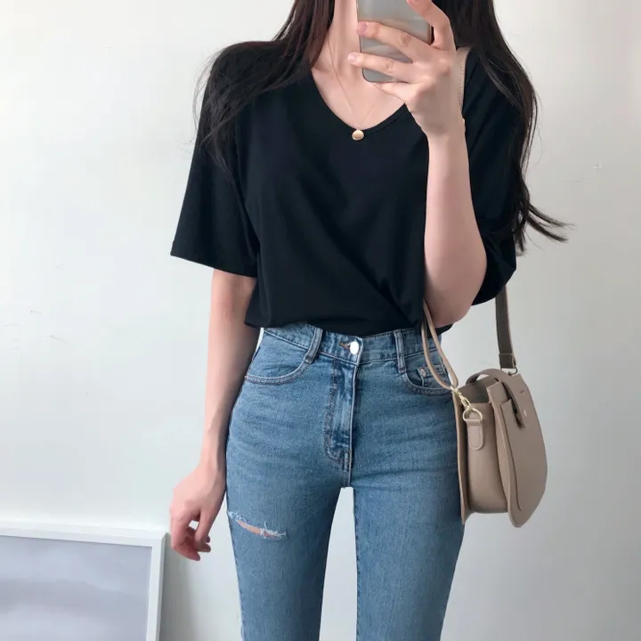 (국내제작 부드러움) 찰랑 데일리 기본 반팔 티셔츠 상세 이미지 36
