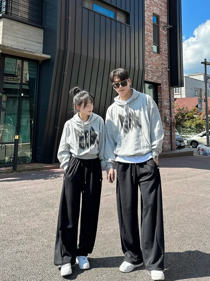 2사이즈/8컬러 커플 후드티 크롭 후드 남녀공용 오버핏 후드티 사이드 스냅 벌룬 팬츠 와이드 스트릿 긴팔 커플티 봄 가을 커플룩 시밀러룩 힙무드 루즈핏 꾸안꾸 트레이닝 세트 락스타 상세 이미지 46