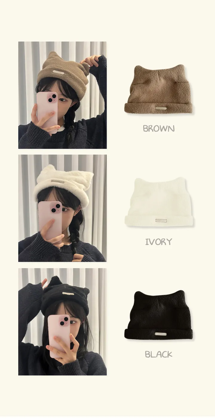 [최저가/고양이/당일🚀] 쫑긋 고양이 냥이 겨울 귀 비니 모자 고양이비니 곰돌이비니 방한 밍크 털모자 상세 이미지 5