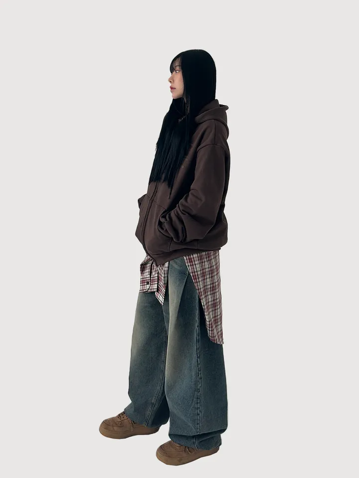 [UNISEX] 나인 레터링 투웨이 후드 집업 (3color) 상세 이미지 5