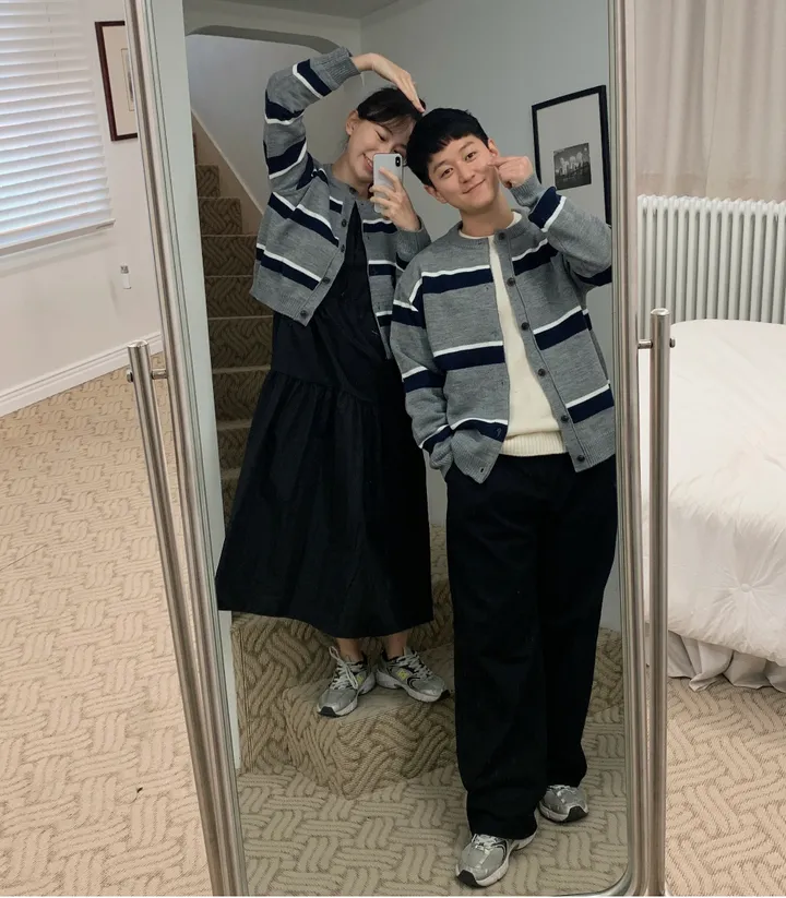 커플룩,시밀러룩베리 단가라 커플가디건 스트라이프 라운드가디건 시밀러룩 봄 꽃놀이 벚꽃 상세 이미지 28