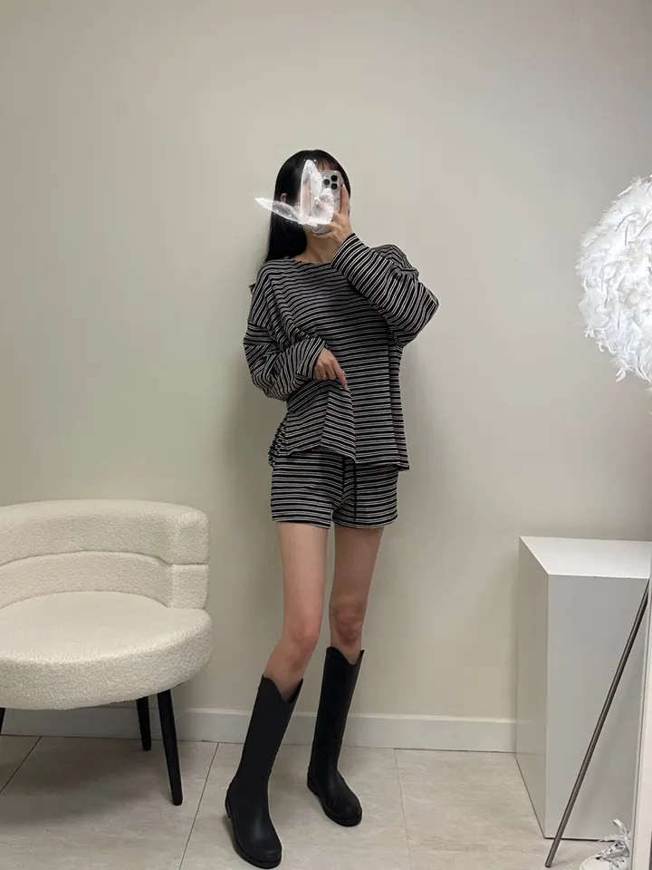 [장마룩] 와플 단가라 트레이닝 투피스 세트 상세 이미지 19