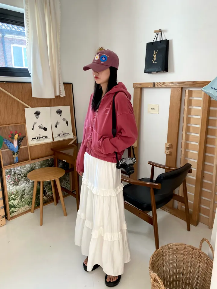 [💖봄신상/여리여리/💖피그먼트]헤븐 시보리 크롭 아방핏 루즈핏 자수 여친룩 꾸안꾸 후드 집업 상세 이미지 23
