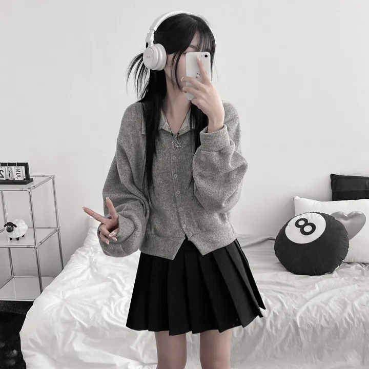 [아방핏, 꾸안꾸등극 ] Balloon collar cardigan [ 벌룬 카라 스냅 단추 아방 가디건 ] 상세 이미지 4