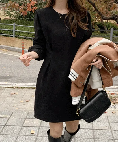 [주문폭주] 아르네 기모안감 핀턱 피치 미니 겨울 원피스 op14821