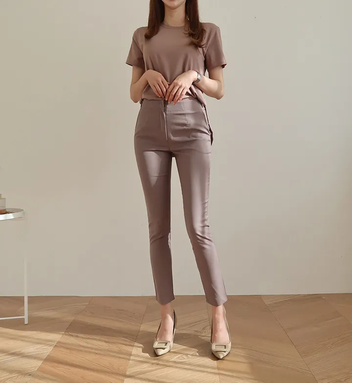 [55~77/일반,기모] 인생핏 슬림 일자 스키니핏 하이웨스트 스판 간절기 겨울 슬랙스 상세 이미지 30