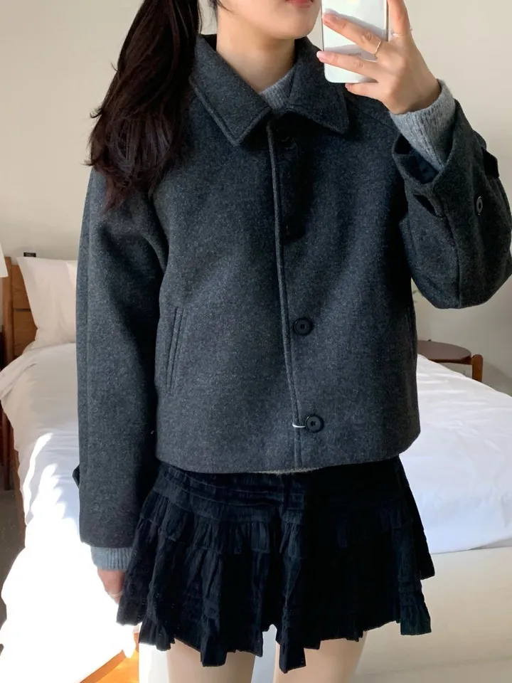 [아방루즈핏/💞러블리] 머스 카라 숏 코트 자켓 모직코트 상세 이미지 38