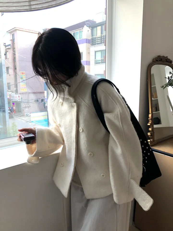 *아이당일*하이넥 더블 숏코트(2color) 상세 이미지 40