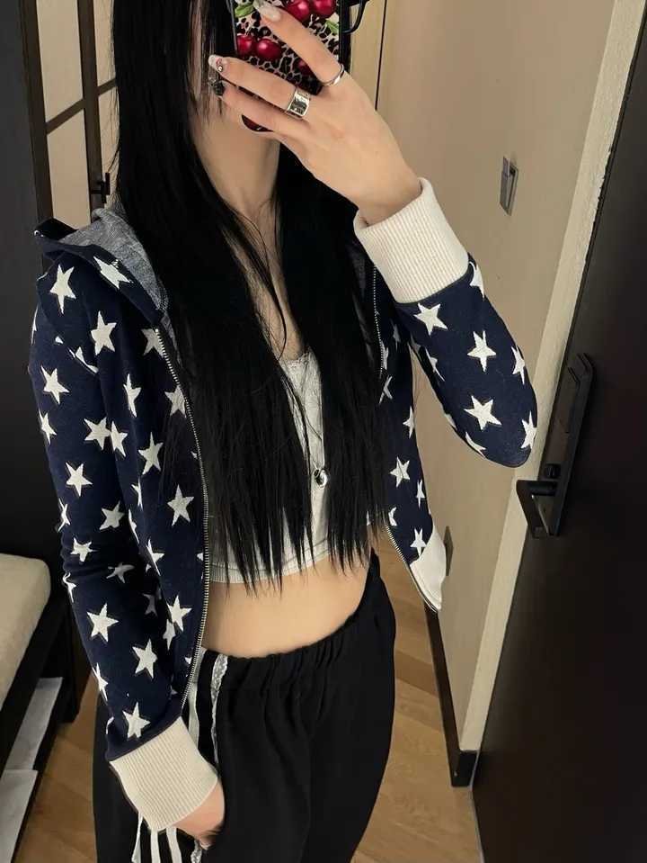 [MD소장/인기상품] y2k star pattern slim crop hood zip-up / y2k 별 스타 패턴 슬림 크롭 후드 집업 상세 이미지 25