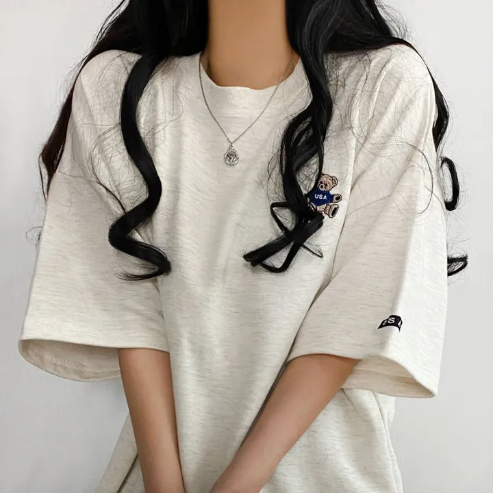 [예쁨/데일리] 베어 라벨 자수 오버핏 반팔티T 상세 이미지 19