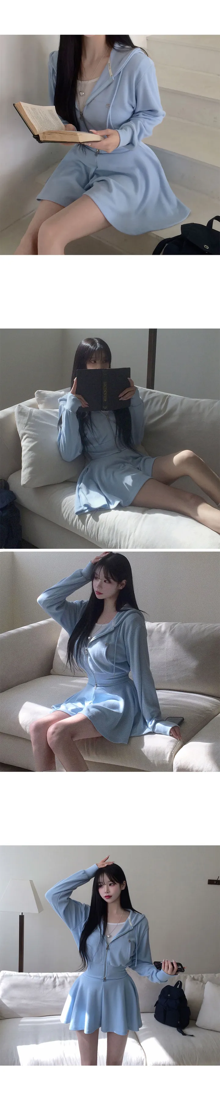 *5col/기본,롱*[허얇골넓보장] made 코르셋 후드 플레어 세트 봄트레이닝 봄신상 상세 이미지 26