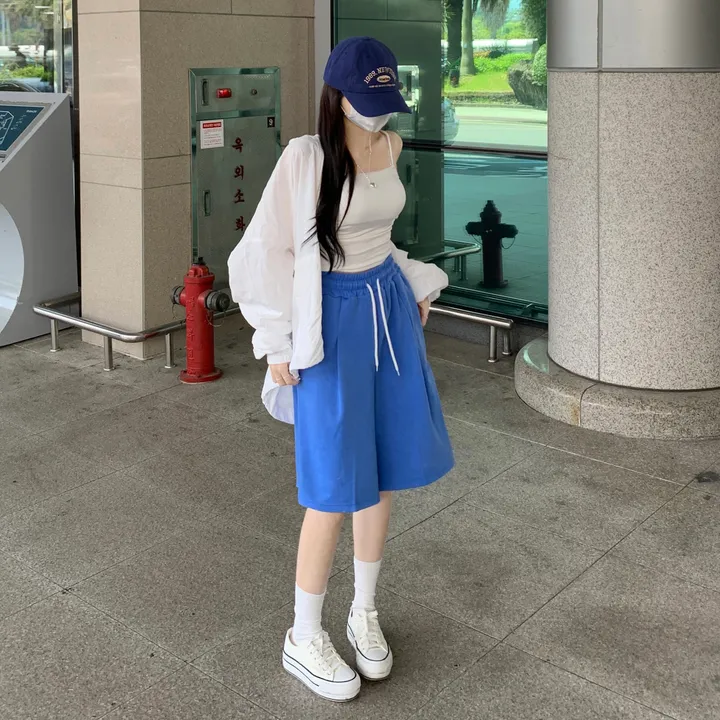 [핏보장🖤/L-XL] 발리 버뮤다 원턱 밴딩 와이드 숏 허리밴딩 트레이닝 팬츠 바지 키작녀 키큰녀 빅사이즈 남녀공용 상세 이미지 19
