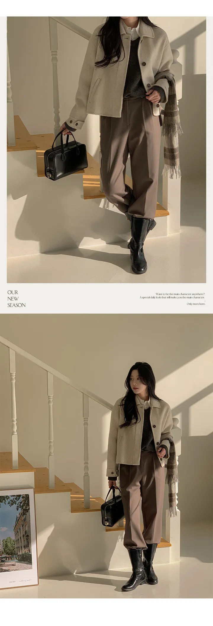 [자체제작/3천장돌파/S-L]프롬드 소프트 울 히든단작 핸드메이드 숏 코트 상세 이미지 32