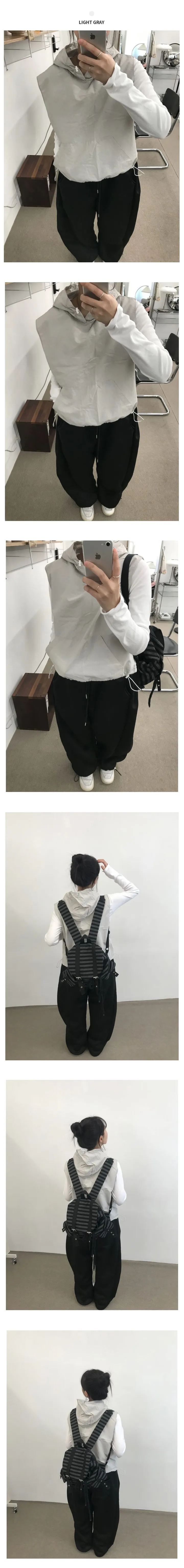 [바스락/데일리🩶] 소릿 나일론 후드 스트링 바람막이 베스트 (4color) 상세 이미지 5