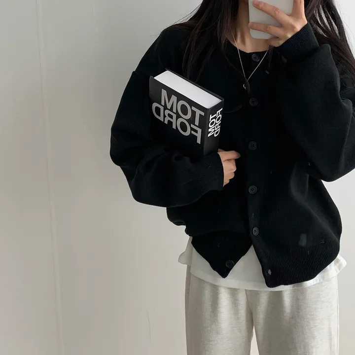 [ 데일리/무려~12컬러 ] 가을 겨울 포포 도톰 라운드 가디건 상세 이미지 50