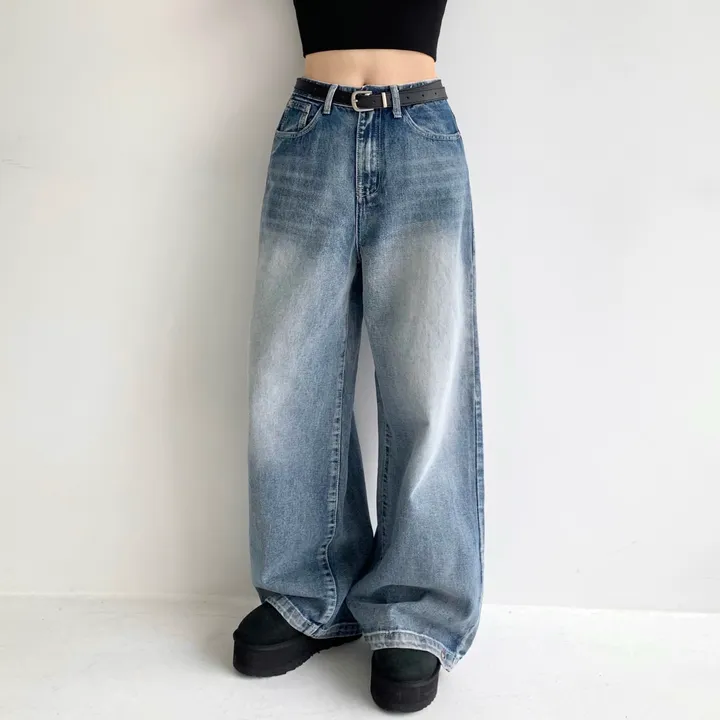 [모델소장🖤/기장선택/~XL] 페이블 3기장 힙 빈티지 워싱 하이웨스트 로우 밑단 스냅 조거 와이드 데님 팬츠 청바지 키작녀 키큰녀 남녀공용 사계절팬츠 빅사이즈 상세 이미지 7