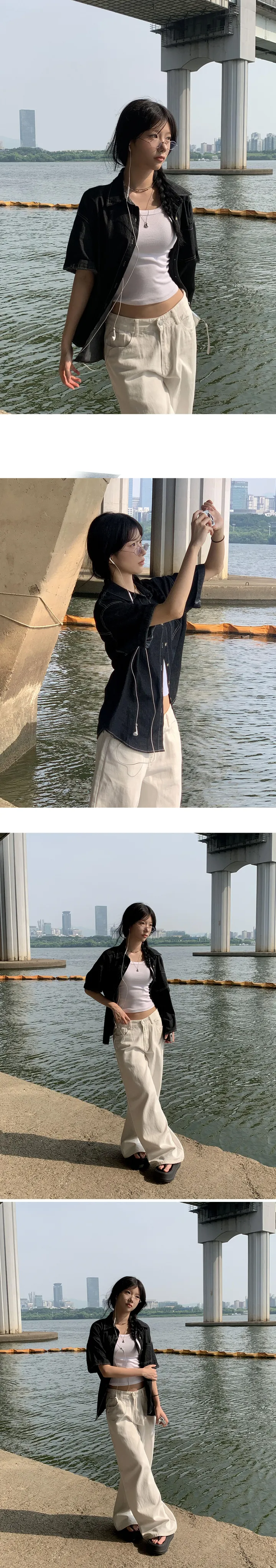 [꼭소장/모델극찬🖤/재진행] 요물팬츠 3버튼 조절 세미 와이드 팬츠 - 2color 상세 이미지 8