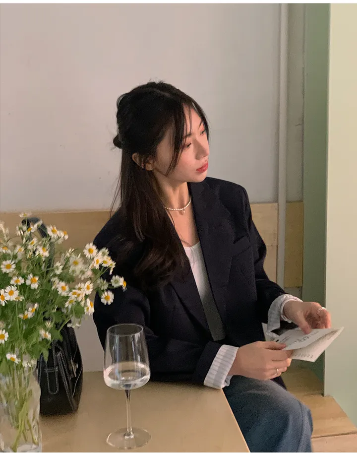 [44-120] 클라시즈 테일러드 카라 오버핏 자켓( 봄/가을/꽃놀이룩/데일리룩/데이트룩/공항룩/포인트룩/캐주얼룩/하객룩/격식룩/오피스룩/출근룩/빅사이즈/120사이즈/자체제작/페미닌/베이직/단정한/오버핏 ) 상세 이미지 59