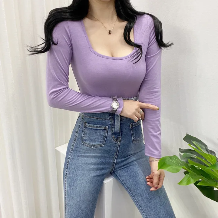 🚀당일발송🚀[묶음할인/11컬러] 조이 봄 가을 뉴 스퀘어넥 긴팔 티셔츠 이너티 상세 이미지 32