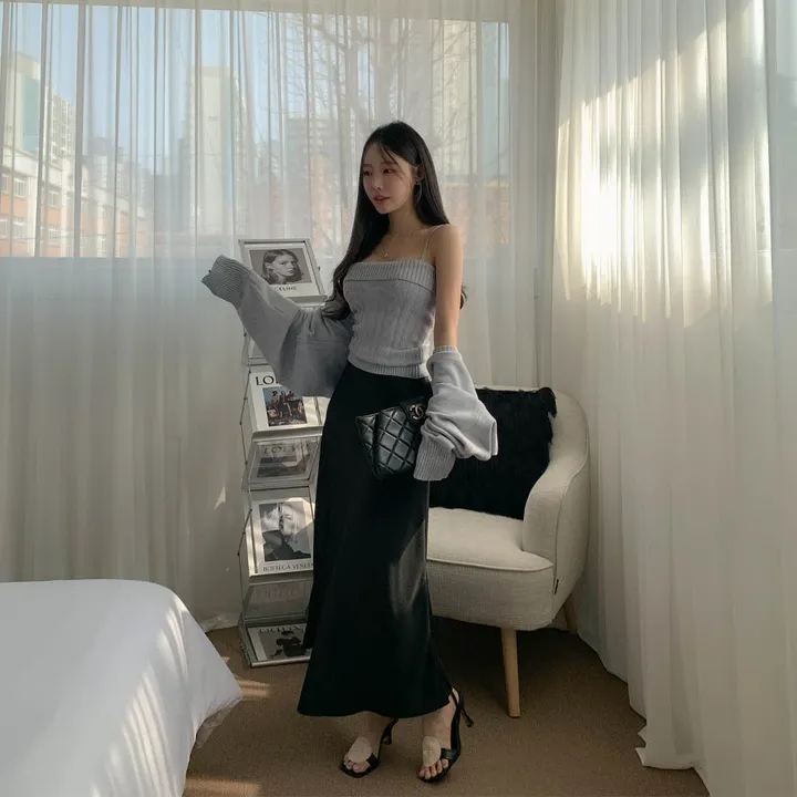 [찐애정템ㅠ고퀄버전*나시볼레로setෆ부유방삭제핏] 빈츠 꽈배기 끈나시 + 루즈핏 긴팔 볼레로 세트 니트 탑 나시 크롭 볼레로 가디건 스판 긴팔 투피스 세트 봄 가을 데일리룩 데이트 상세 이미지 55