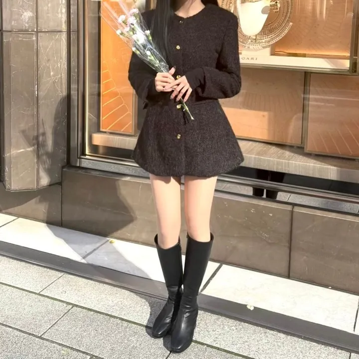 [코트겸원피스💗] 보들보들 연말룩 앙고라 하프 자켓 코트 원피스 상세 이미지 20