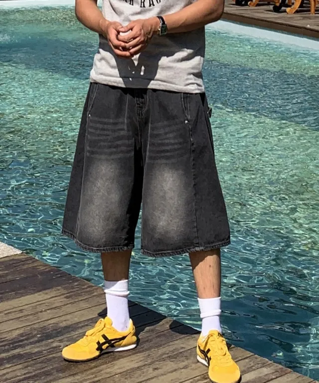 NL Awe carpenter bermuda denim pants - 4910 | 패션이 쉬워