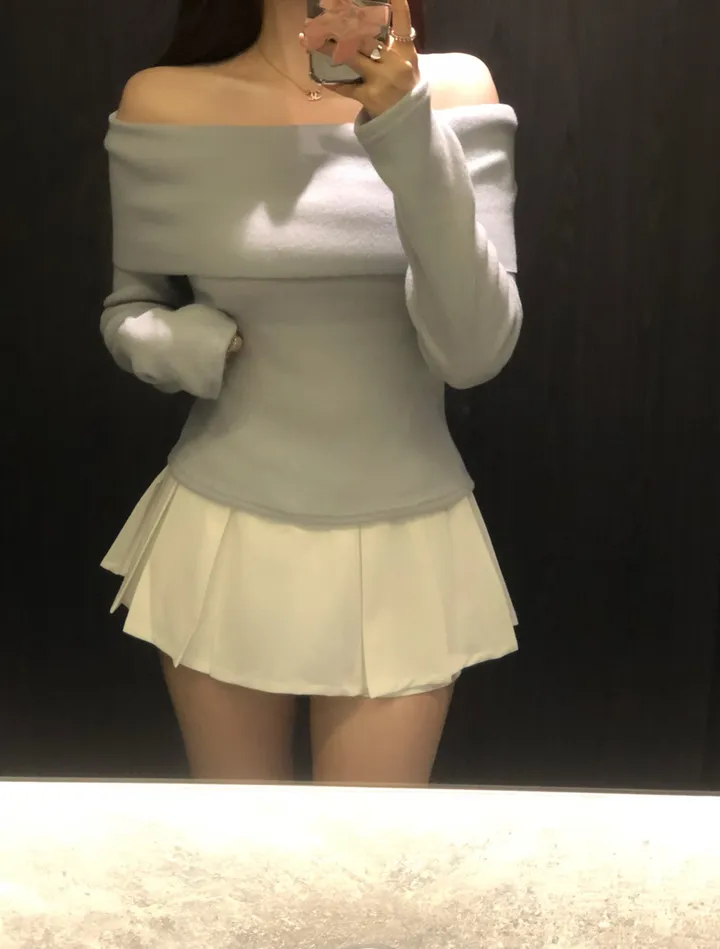+특가할인✨ [봄신상/팔뚝살소멸핏] 기본충실! 로제 오프숄더 슬림 니트 긴팔 티셔츠 knit (*핏,컬러완벽 *흘러내림X) 상세 이미지 42