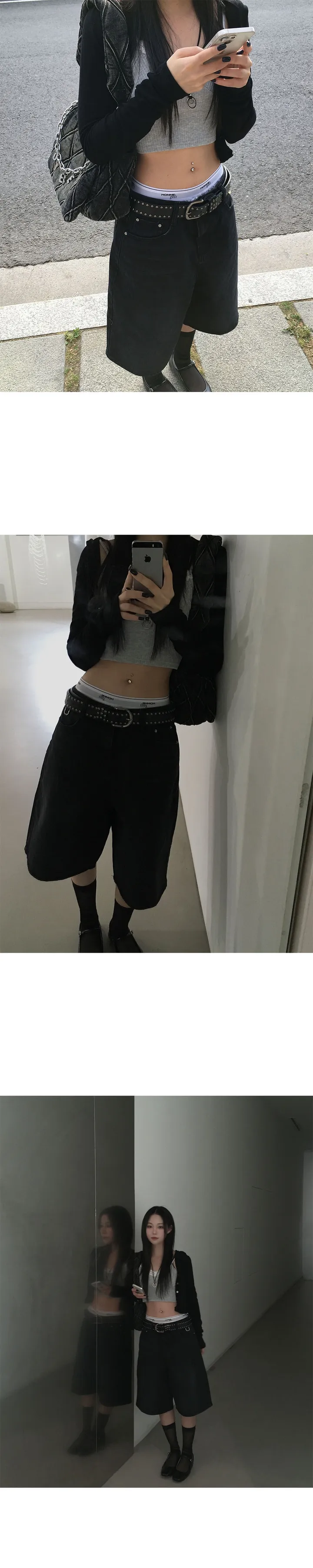 D ring bermuda denim pants 상세 이미지 1