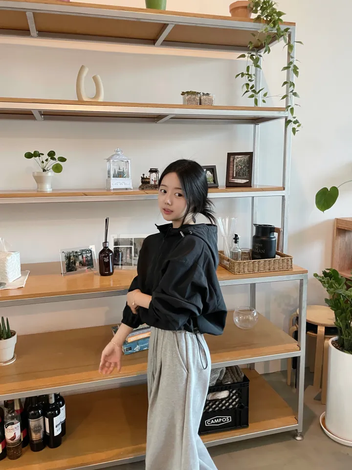 [new버전 크롭 박시핏] 허리 스트링 기본 데일리 간절기 바람막이 상세 이미지 13