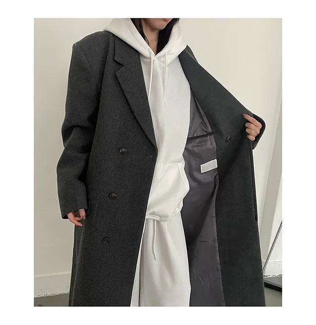 (Unisex) 카민 히든 롱 코트 (3color) 맥시 겨울코트 오버사이즈 울코트 남녀공용 상세 이미지 10