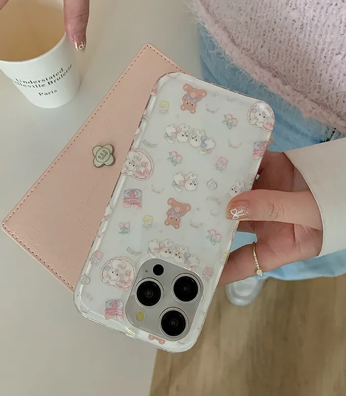[스트랩set] 아기동물들 아이폰케이스 귀여운 고양이 베어 곰 스트랩 줄 키링 봄 보라 핸드폰 그라데이션 케이스 12 13 11 14 15 프로 맥스 상세 이미지 6