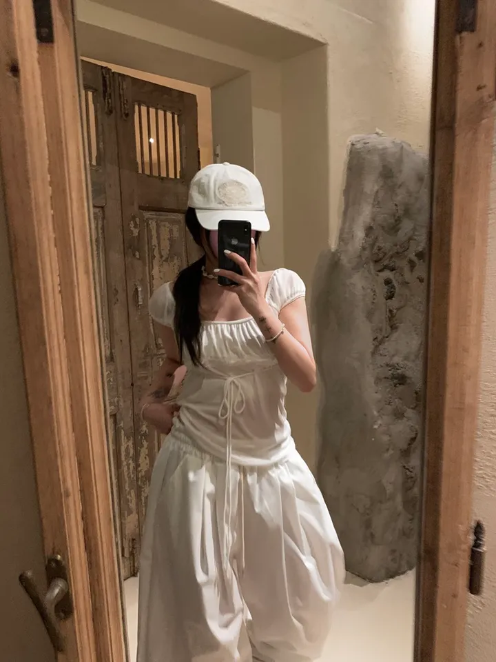 (UNISEX) 머니 나일론 더블 핀턱 스트링 벌룬 PT / 오버핏 와이드 밴딩 트레이닝 벌룬핏 팬츠 바지 와이드팬츠 벌룬팬츠 트레이닝팬츠 나일론팬츠 나일론바지 간절기 봄 여름 상세 이미지 20