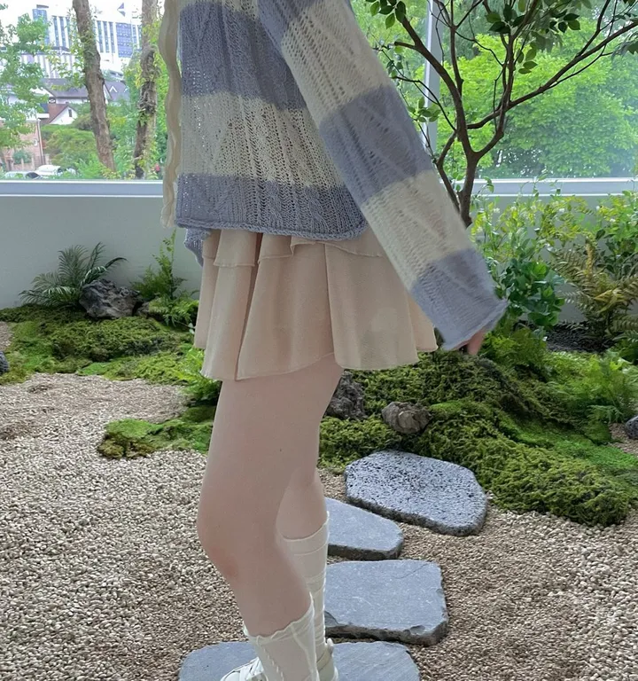나나 시스루 스트라이프 루즈핏 입술넥 니트 3color 상세 이미지 45