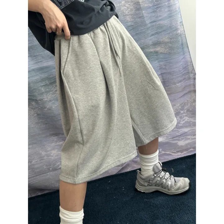 [UNISEX/기획특가/소장추천!/3size!]사이드 폴드 핀턱 포인트 루즈 와이드 벌룬 버뮤다 하프 트레이닝 팬츠(2color) 상세 이미지 38